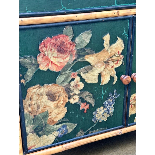 Bamboo Cabinet, Decoupaged With Flowers, Circa 1990 For Sale - Image 16 of 16