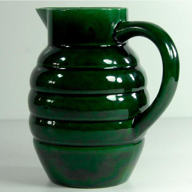 French Green Ceramic Jug from St. Clément Lorraine, 1950s, in Very Good conditions. Designed 1950 to 1959 This piece has...