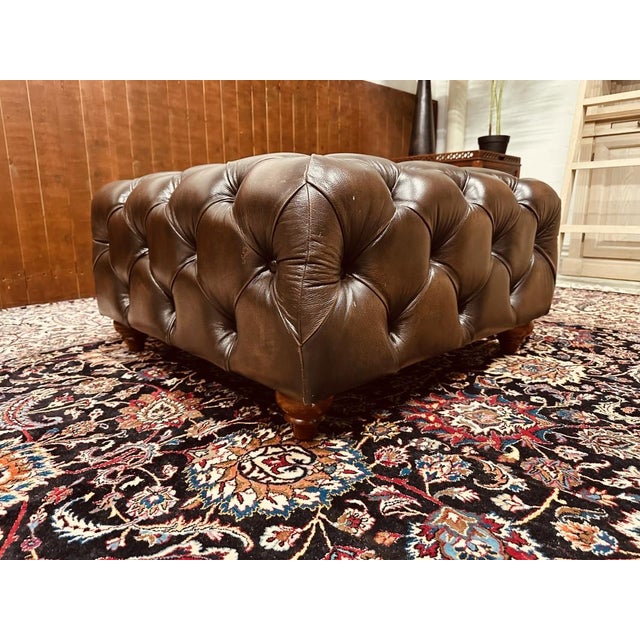 Large Red Chesterfield Hocker Ottoman For Sale - Image 4 of 8