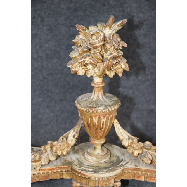 19th Century French Louis XVI Style Distressed Demilune Marble Top Console Table For Sale - Image 14 of 15