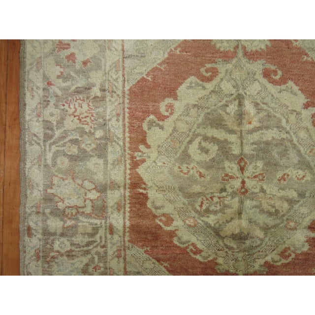 Early 20th Century Zabihi Collection Terracotta Antique Turkish Oushak Scatter Rug For Sale - Image 5 of 6