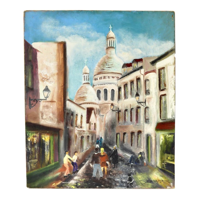 Midcentury Paris Montmartre Sacré-Cœur Painting For Sale