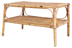 Italian Bamboo and Wicker Coffee Table, 1970s