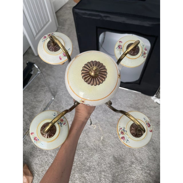 Early 20th Century Floral Porcelain Chandelier For Sale - Image 12 of 12