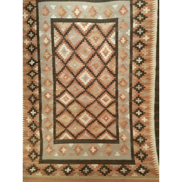 Vintage American Southwestern Kilim Rug, Handwoven Wool, Geometric Pattern, 3x5 For Sale - Image 12 of 13