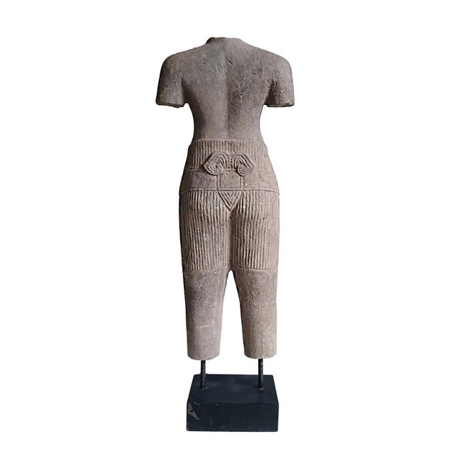 Hand-Carved Sandstone Male Torso Sculpture, Thailand, Circa 1940-1950 For Sale - Image 4 of 12