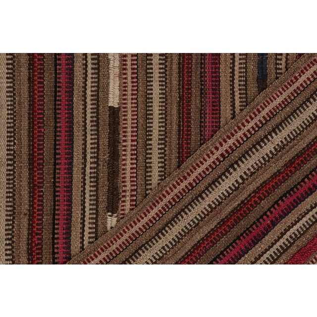 Textile 1950s Vintage Persian Kilim in Pink and Beige-Brown Stripes by Rug & Kilim For Sale - Image 7 of 8