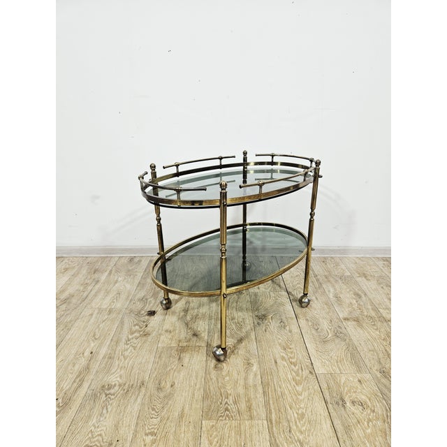 Vintage French Brass Serving Bar Cart, 1960s For Sale - Image 18 of 18
