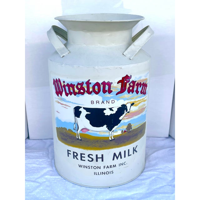 Metal Vintage American Hand Painted Cow Milk Jug For Sale - Image 7 of 12
