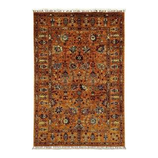 Rust Sultani Chobi Natural Dye Wool Rug - 4'2" X 6'2" For Sale