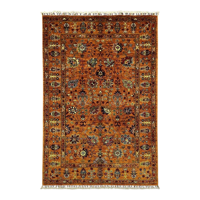 Rust Sultani Chobi Natural Dye Wool Rug - 4'2" X 6'2" For Sale