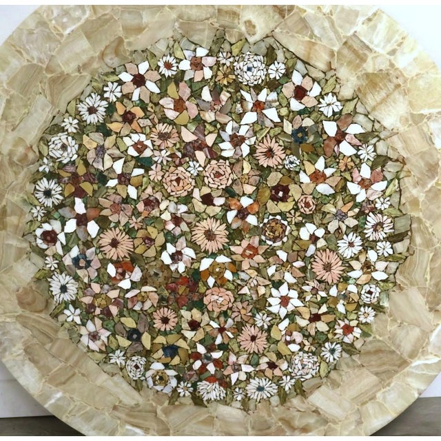 Sculpture Materials Onyx Coffee Table With Floral Mosaic Inlay, Mid-Century Modern, Brazil For Sale - Image 7 of 9