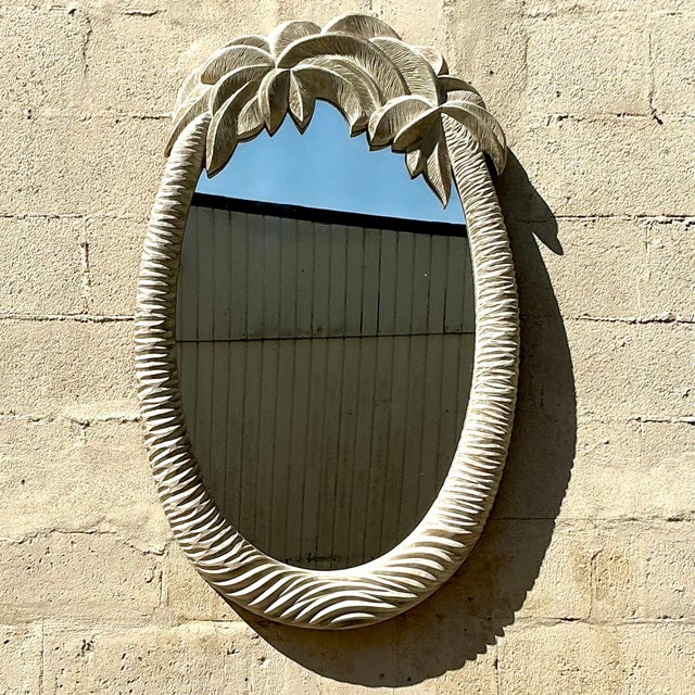 Vintage Coastal Carved Palm Tree Mirror For Sale - Image 4 of 8