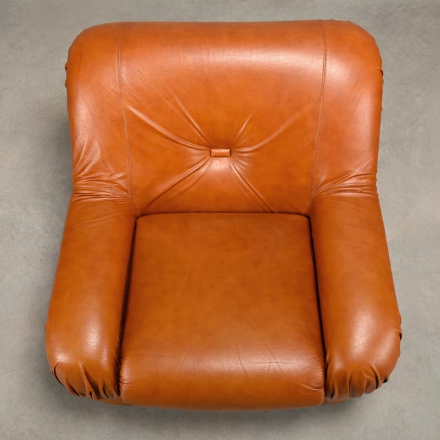 Cognac Leather Deposited Lounge Chairs by Rino Maturi for Mimo Padova, 1970s, Set of 2 For Sale - Image 12 of 18