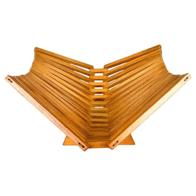 Mid-Century Foldable Wooden Fruit Basket, 1970s For Sale - Image 9 of 9