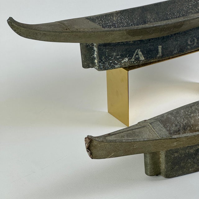 Metal Early 20th Century Pair of Cast Aluminum Metal Boat Models, for Decor Purposes For Sale - Image 7 of 11
