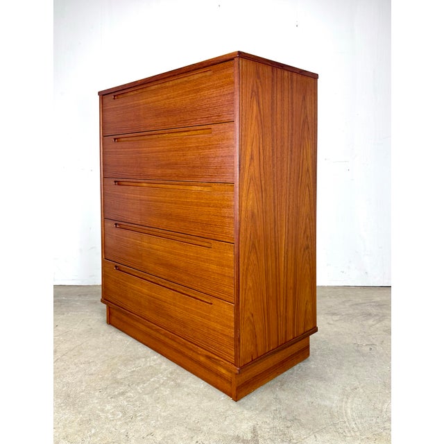 Mid Century Danish Modern Teak Tall Dresser by Nils Jonsson for