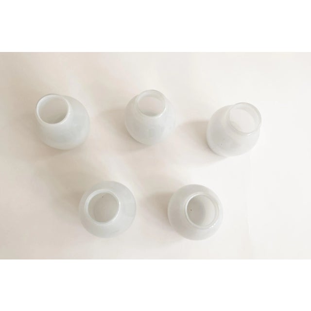Beautiful hand-blown set of 5 milky glass West Elm vases. 6"H x 4-1/2"W (3-1/2" W at base; 2-3/4" W at opening