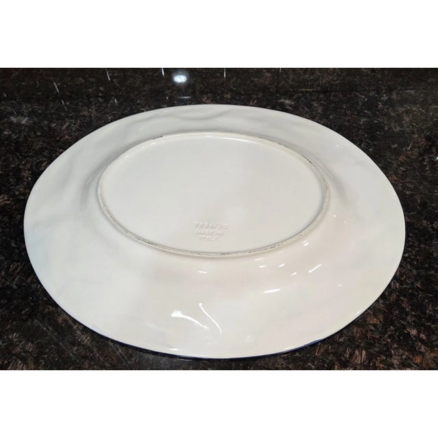 Vintage Italian Azure Blue Fish Oval Majolica Platter Party Platter For Sale In Phoenix - Image 6 of 8