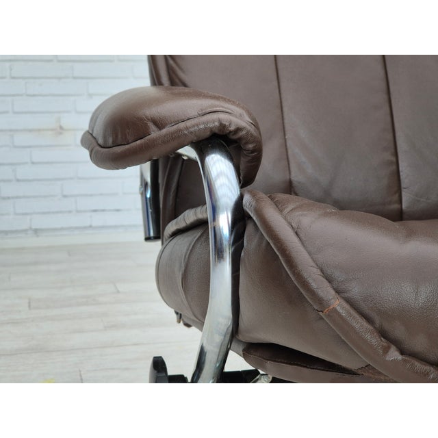 Danish Swivel Chair in Leather, 1970s For Sale - Image 17 of 18