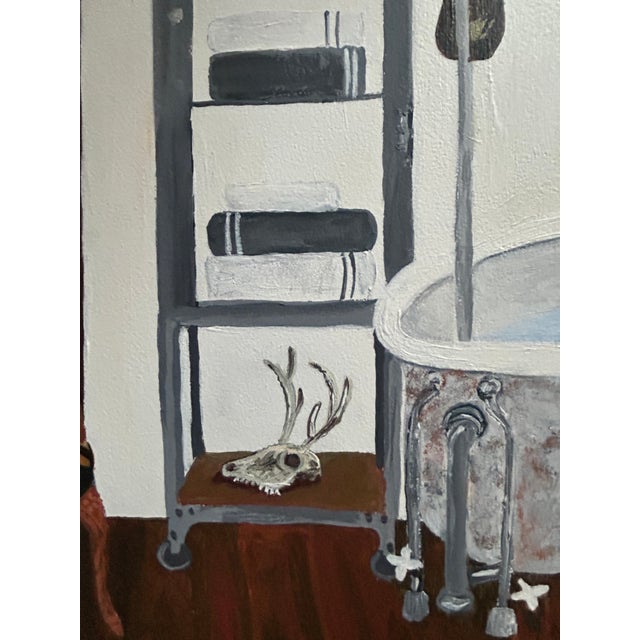 Textile Original Painting on Canvas of Artist’s Studio For Sale - Image 7 of 9