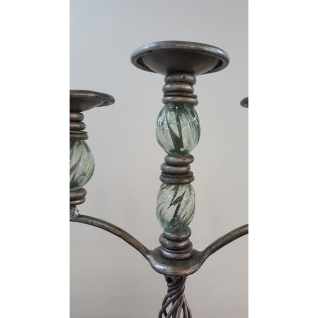 Modern Sarreid Metal and Crystal Candelabra For Sale In New York - Image 6 of 10
