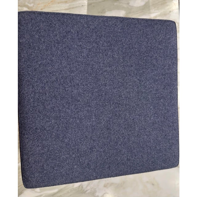 Pair of Desiron Blue Upholstered Stools With Steel Base For Sale - Image 9 of 11