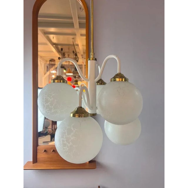 Chandelier with 6 Glass Balls, 1970s For Sale - Image 4 of 11