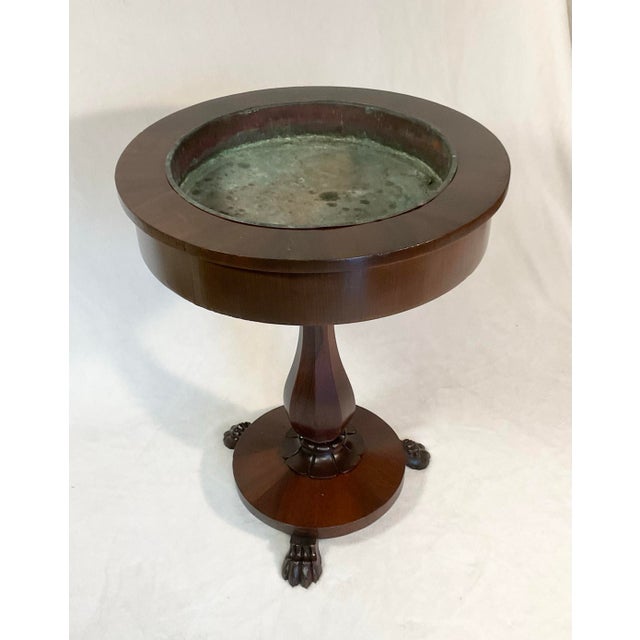 Antique Rosewood Pedestal plant holder from the 1850’s - 1860’s. Features round top with removable copper insert for...