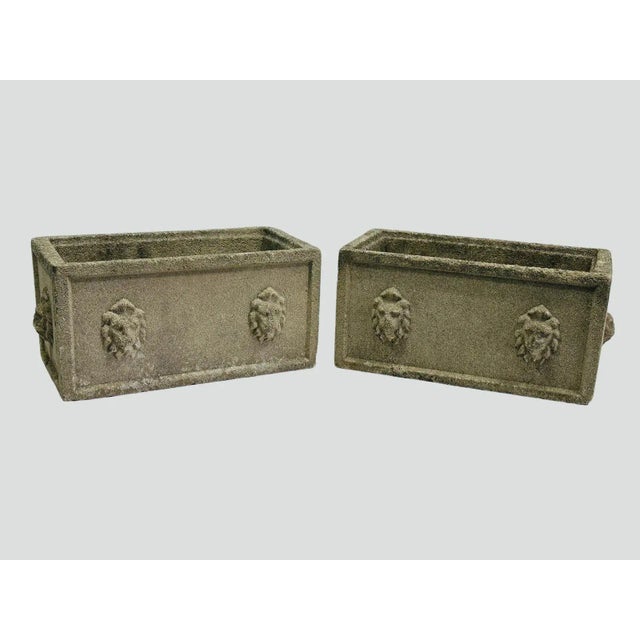 Mid 20th Century Mid 20th Century Concrete Lion Head Planters - Set of 2 For Sale - Image 5 of 10