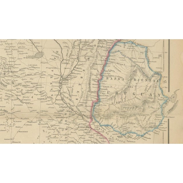 Antique Map of La Plata, 1860 For Sale - Image 3 of 14