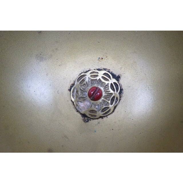 Mid Century Judaica Israeli Enamel Lidded Brass Serving Bowl Pedestal Dish 5003b For Sale - Image 13 of 14