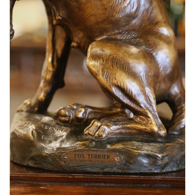 French Early 20th Century French Terracotta Fox Terrier Sculpture Signed T. Cartier For Sale - Image 3 of 10