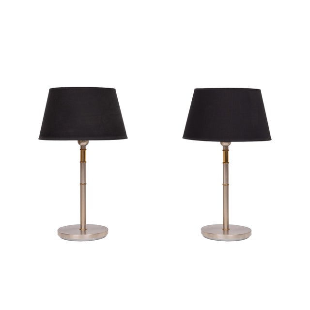 Two Tone Brass Aluminum Table Lamps, Germany, 1980s, Set of 2 For Sale - Image 9 of 9