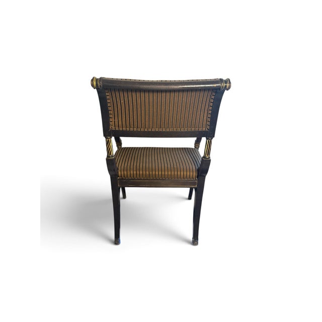 Gold Vintage Shelby Williams Regency Ebonized & Gilt Armchair For Sale - Image 8 of 11