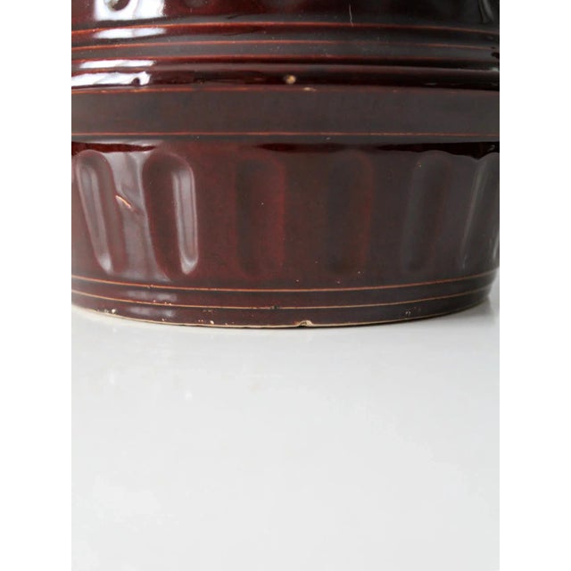 Early 20th Century Vintage Brown Stoneware Covered Dish For Sale - Image 5 of 13