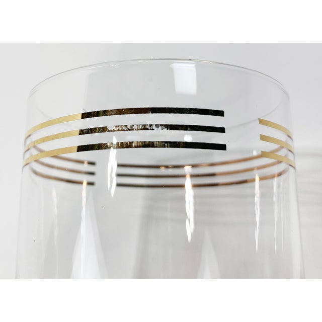 Vintage Mid Century Modern Style Gold Banded Lowball Glasses, Set of 4 For Sale In Kansas City - Image 6 of 9