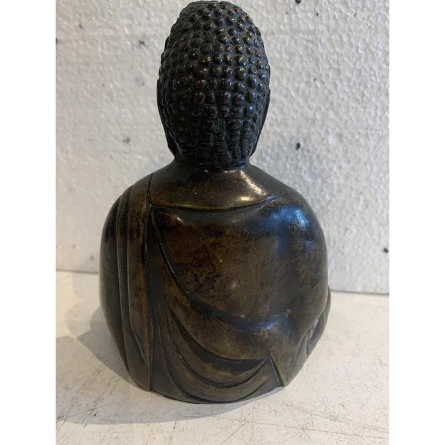 Solid Bronze Buddha with Brown Patina, 20th Century For Sale - Image 5 of 10