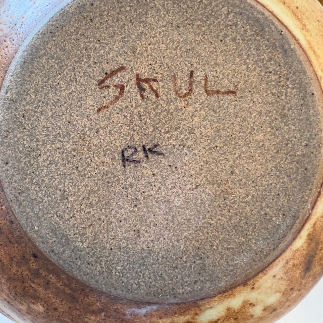 Vintage Handcrafted Studio Pottery Serving Bowls in Warm Brown Glaze, Signed Skul, Set of 7 For Sale - Image 10 of 15