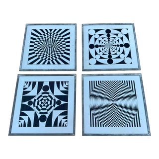 Mid Century Modern Op Art Framed Mirrors- Set of 4 For Sale