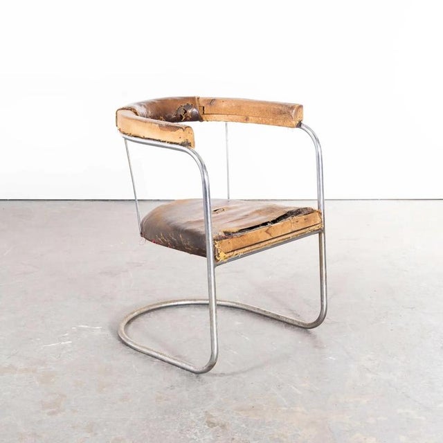 Pel Tubular Chrome Sprung Side Chair in Leather, 1930s For Sale - Image 10 of 11