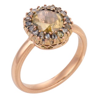 Late 19th Century Victorian Fancy Yellow Rose Cut Diamond 14k Yellow Cluster Gold, Size 7.75 For Sale