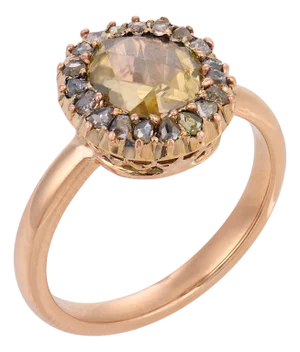 Late 19th Century Victorian Fancy Yellow Rose Cut Diamond 14k Yellow Cluster Gold, Size 7.75
