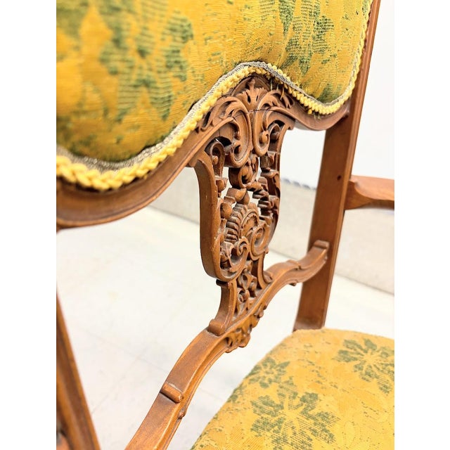 Antique Rococo Revival Salon Chairs — Matching Armchair and Side Chair, Circa 1900 For Sale - Image 10 of 18