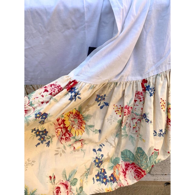 Light Yellow Vintage Ralph Lauren Garden Club Elisa Floral Roses Full Bed Skirt Cottage Core French Country Cotton Fabric Multicolor on Yellow- Ivory Grown For Sale - Image 8 of 12