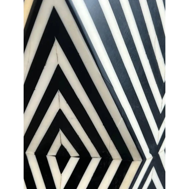 Art Deco Style Black & White Resin Sculptural Side End Table or Stool, a Pair For Sale - Image 10 of 17