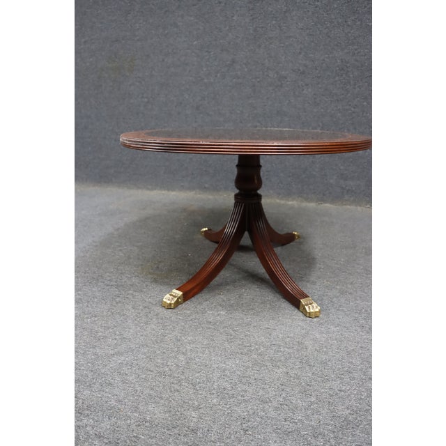 Henkel Harris Oval Mahogany Coffee Table With Banded Inlaid Top For Sale - Image 15 of 17