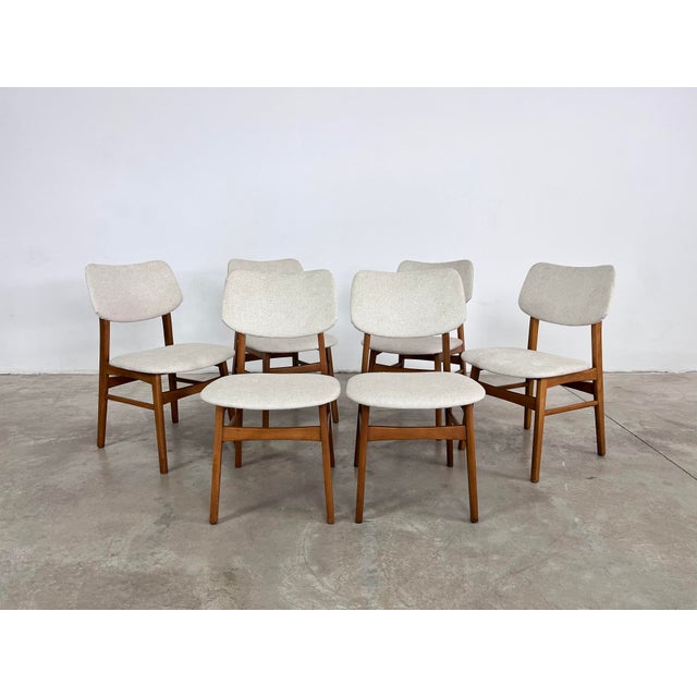 Dimensions: H 32” x W 18.5” x SD 16.5” x SH 17.7” Set of 6 Vintage Danish dining chairs from the 1960s with newly...