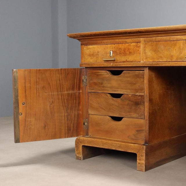 Art Deco Desk in Walnut and Walnut Burl For Sale - Image 3 of 13