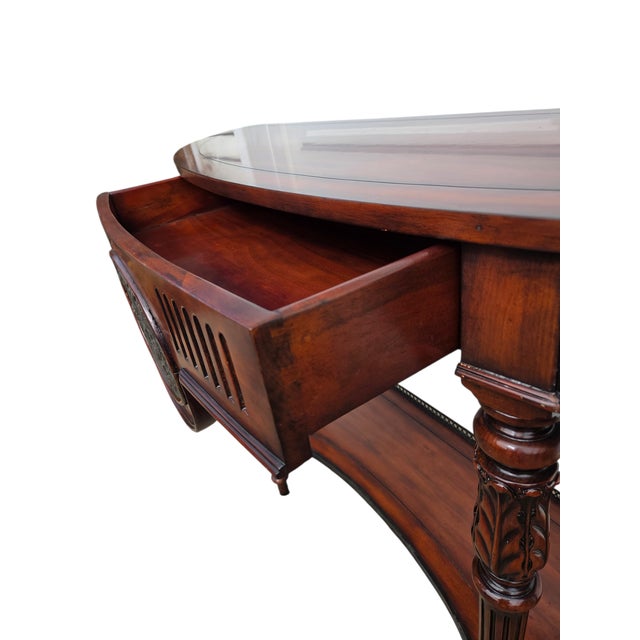 1990s Theodore Alexander Console Buffet Table Sideboard French Regency Demi Lune Shelf For Sale - Image 17 of 18